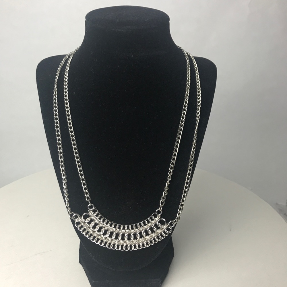 Silver Circles Necklace 23”